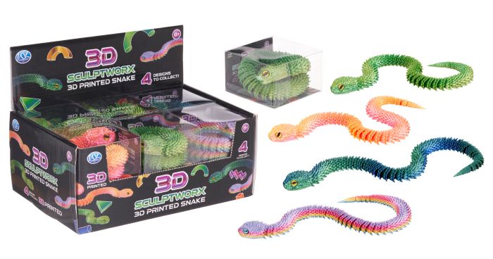 SERPENTI Stampati a 3D in PLA 45cm 4ass In espo da 12pz…x12…x96